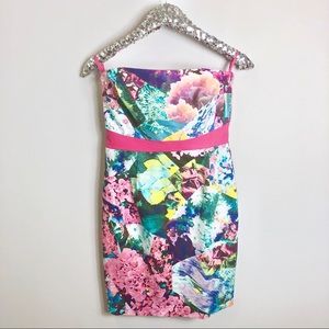 Cynthia Steffe Pink Floral Strapless Dress Size 4